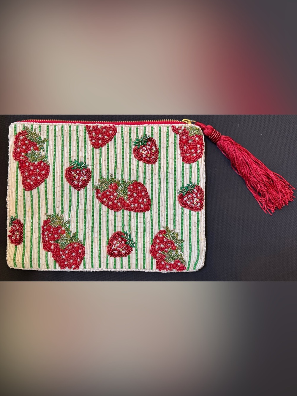 Maeve Red Beaded Strawberry Clutch